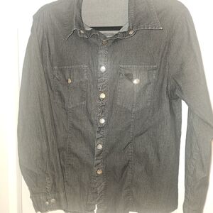 Black Denim Button-Up Jacket